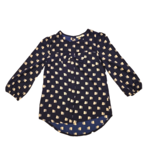 Cato Raccoon Print dark denim blue  blouse with bow size small
